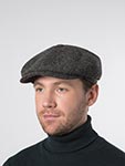 Кепка STETSON арт. 6840544 HATTERAS HERRINGBONE HARRIS TWEED GARAGE THEME (оливковый / черный)